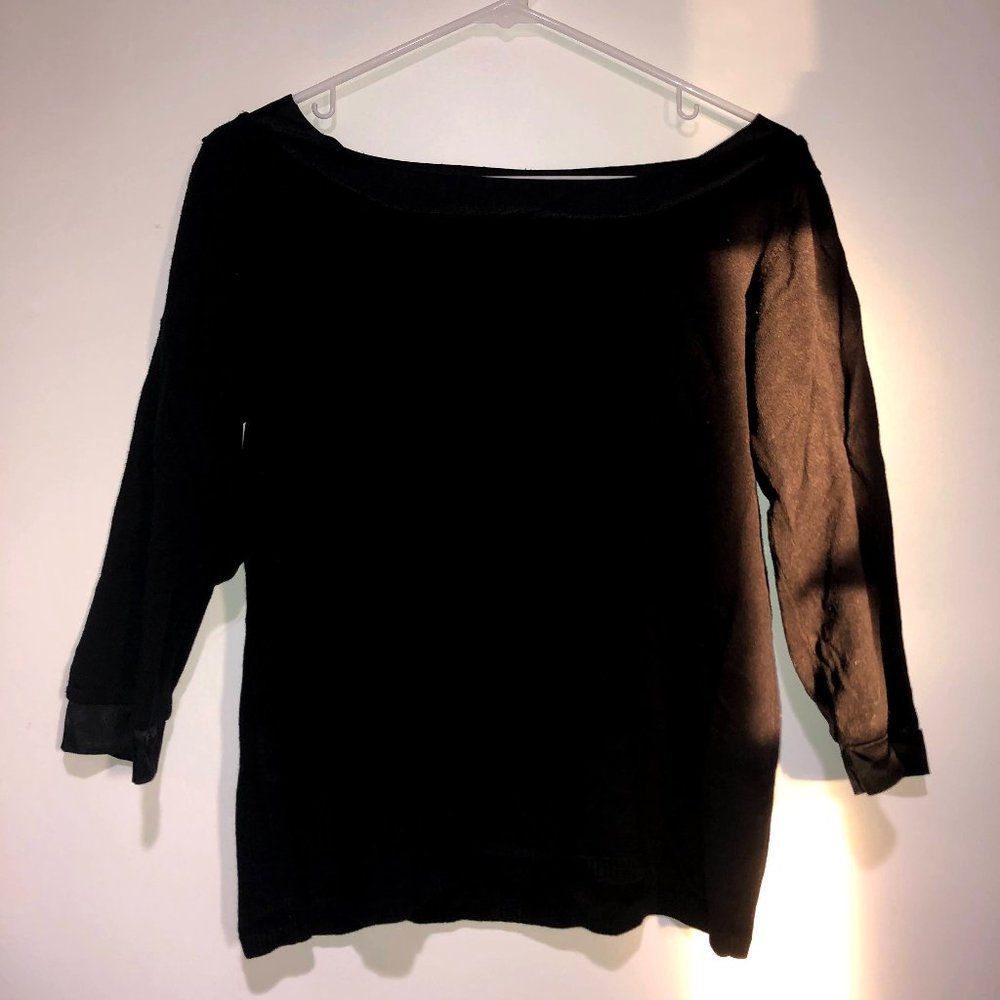 Black Square Neck with Flared Sleeves